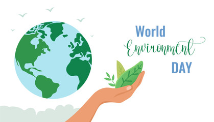 world environment day banner, vector illustration, isolated, white background	