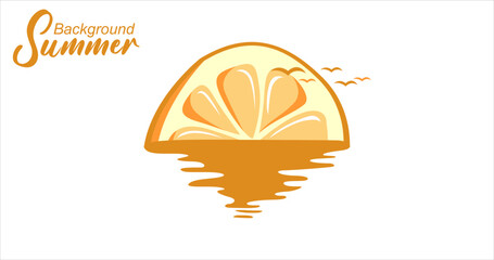 Sliced lemon on a white background. Vector illustration of fruit.