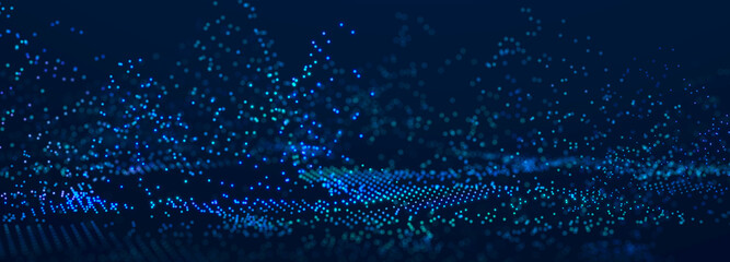 Abstract technology background. Big data digital code. Futuristic dots background. 3d rendering.	