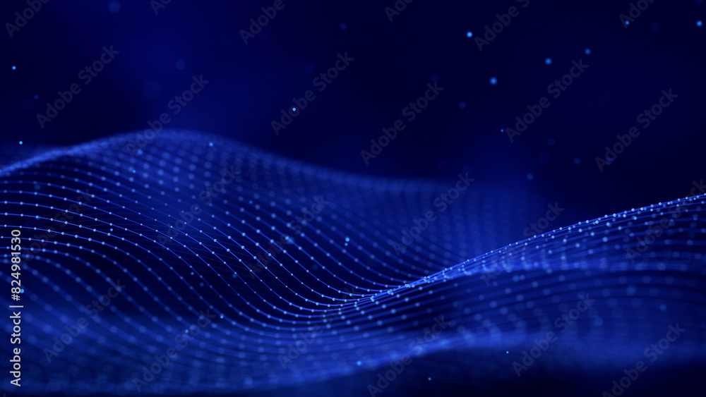Leinwandbilder Digital technology background. Dynamic wave of glowing points. Futuristic background for presentation design. 3d rendering.	