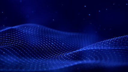 Digital technology background. Dynamic wave of glowing points. Futuristic background for presentation design. 3d rendering.	