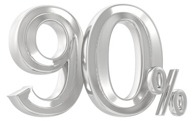 90 Percent Silver Number 3D Render