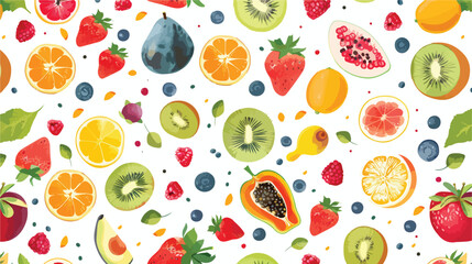 Healthy food pattern with fruits nuts and berries on