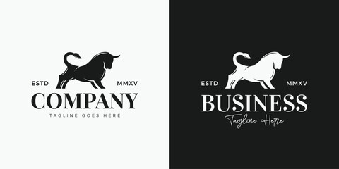 Set of elegant bull logo designs.