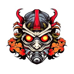 illustration art of oni and fire isolated on white background