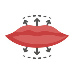 Lip augmentation or plump up concept, Lovelier Lips using Dermal Filler vector flat design, plastic surgeon Symbol,  body contouring Sign, Beauty treatment stock illustration