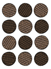 Illustrated Chocolate Digestive Biscuits Pattern On White Background