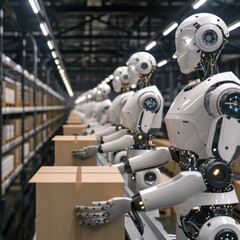 Fototapeta premium robots packing a delivery 