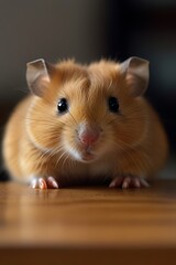 This is a close-up image of a small, brown and white hamster.


