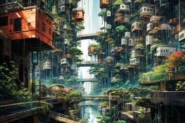 The photo depicts a city built on a massive tree