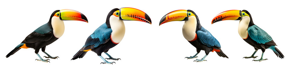 Fototapeta premium Collection set of toucan isolated on transparent background