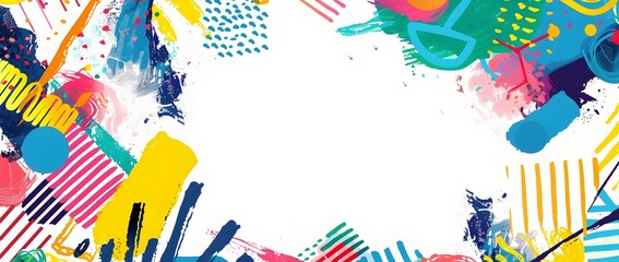 Bold and Vibrant Pride Month Doodle Border Design with Blank Space for Message Overlay