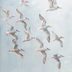 Obraz premium flock of seagulls flying