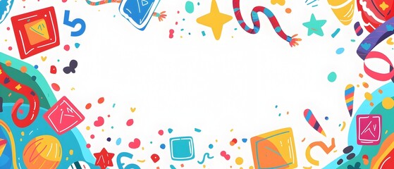 Colorful Doodle Border Design with Blank Space for Children s Day Background