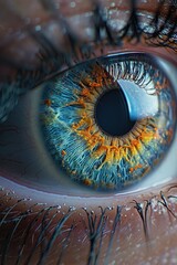 Minimal Stylized Human Eye with Vivid Iris Pattern