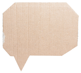 Blank cut out cardboard paper speech bubble with copy space for text on transparent png background design element