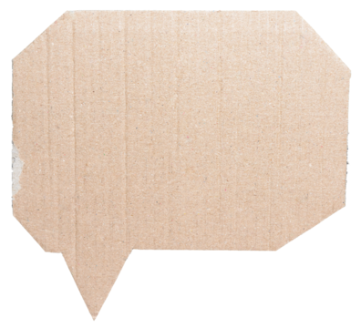 Blank cut out cardboard paper speech bubble with copy space for text on transparent png background design element