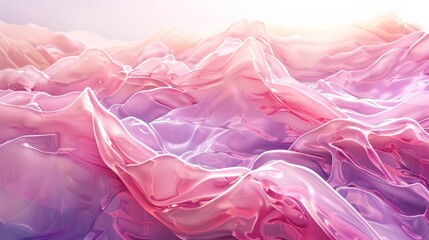 Obraz premium Ethereal Emanations: 3D Digital Waves in Pink and Purple