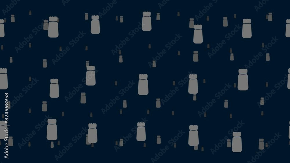 Poster pepper shaker symbols float horizontally from left to right. parallax fly effect. floating symbols a