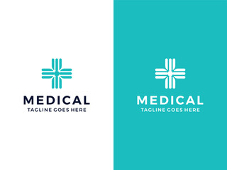 Green medical and health care logo vector icon template 