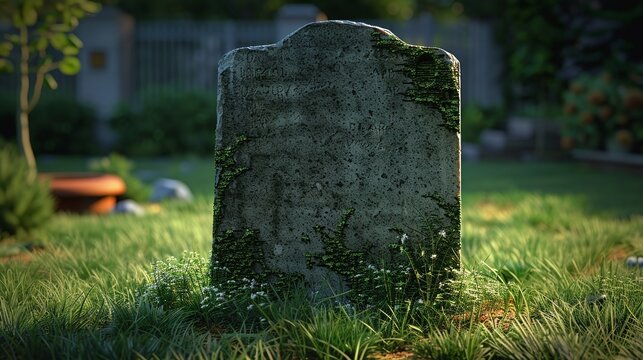 blank tombstone in the cemetery, for memorial day