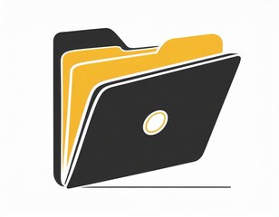 folder icon, vector image on white background, folder with papers sheets documents