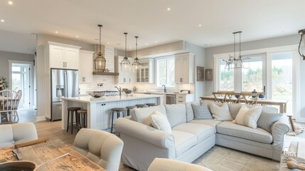 Fototapeta premium A grey and white modern farmhouse. 