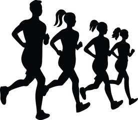 Fototapeta premium Group running silhouette vector