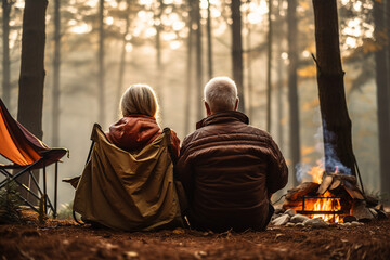 Fototapeta premium Middle aged couple enjoying harmony peaceful weekend generative AI portrait