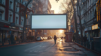 Advertising empty long white billboard with space for mockup information 
