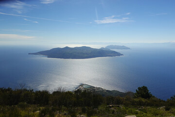 The panorama of the Lipari Archipelago, the view from Salina island, Italy	