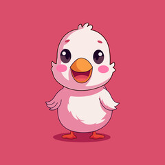 cute bird cartoon character on pink background vector illustration template design
