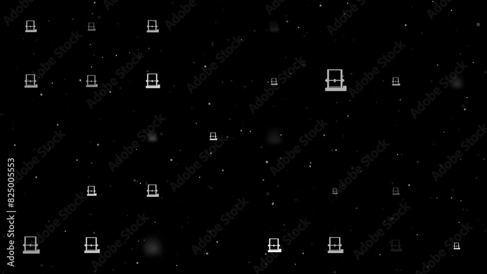Poster template animation of evenly spaced 3d printer symbols of different sizes and opacity. animation of 