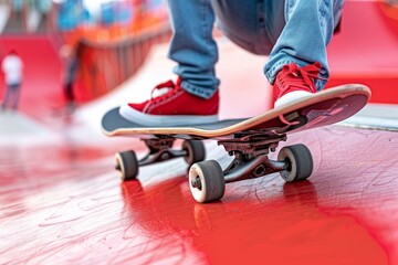 Skateboarder s agile halfpipe moves, showcasing skill and agility in summer olympics sport concept