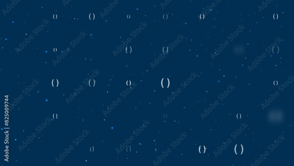 Poster template animation of evenly spaced brackets symbols of different sizes and opacity. animation of tr
