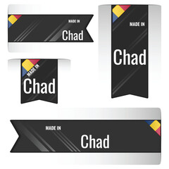 Set of Made in Chad labels, signs. Modern Chad made in stamp