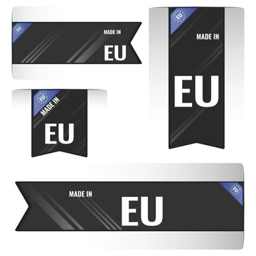 Set of Made in EU labels, signs. Modern European Union made in stamp