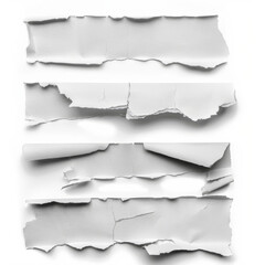 Fototapeta premium Torn pieces of paper on a white background 
