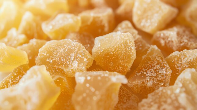 13. Stock image of crystallized ginger, capturing the sugary crystals and detailed textures, vibrant and clear