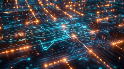 Obraz premium 8. Networked data communication nodes, glowing lines and digital signals, surrounded by a virtual matrix environment