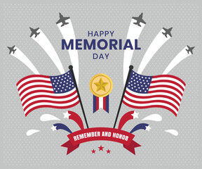 Hand-drawn usa memorial day illustration