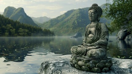 A stone statue of Buddha