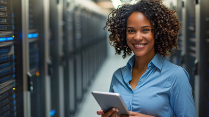 IT professional woman with tablet.