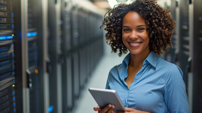 IT professional woman with tablet.
