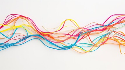 Multicolored wires on a white background. Generative AI