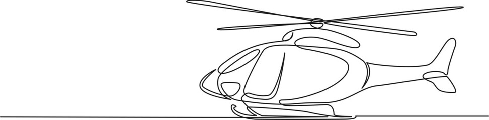 continuous single line drawing of helicopter, line art vector illustration