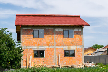 Brick house under construction