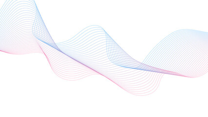 Abstract colorful blue, pink blend wave lines on transparent background. Abstract frequency sound wave lines and technology curve lines background. Design used for banner, template, science, business 