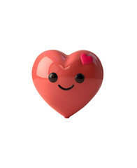 Red Heart Chibi Cartoon with an Eye and Mouth: A Cute, Happy 3D Render Illustration, Isolated on Transparent Background, PNG