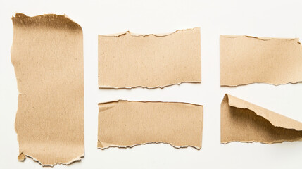 Fototapeta premium Torn pieces of craft paper on a white background 